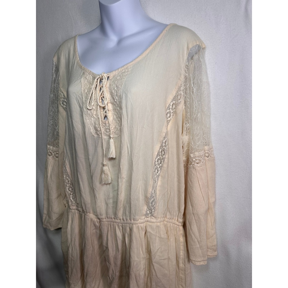 American Eagle Ivory Lace Boho Peasant Mini Dress XXL New With Tags 9199-106 - Picture 5 of 12